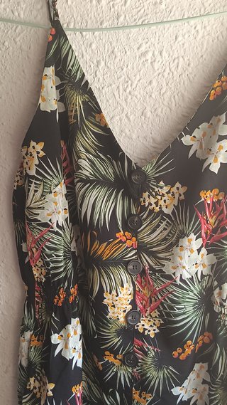 Mono largo negro estampado tropical