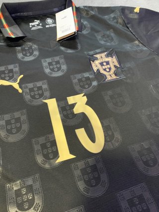 Camiseta Portugal #13 Puma Negra Dorada
