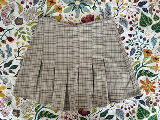 Falda Plisada Cuadros Beige