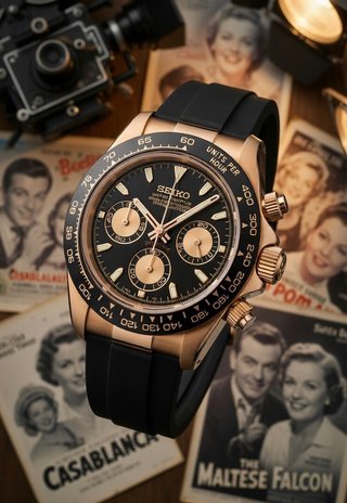 Reloj Seiko Mod Daytona Dorado y Negro