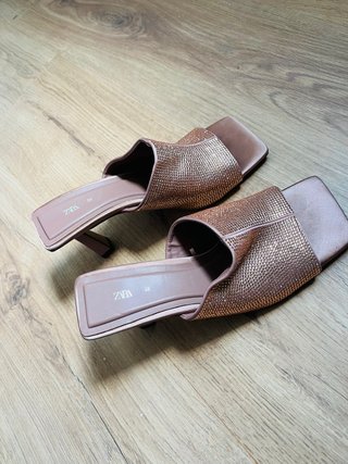 Sandalias Zara Tacon Brillantes Talla 38