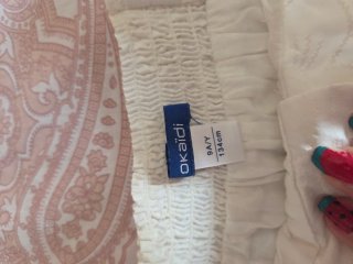 Pantalón Okaidi Lino Blanco Estampado Flores