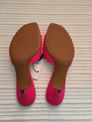 Sandalias Zara Estampado Vichy Rosa