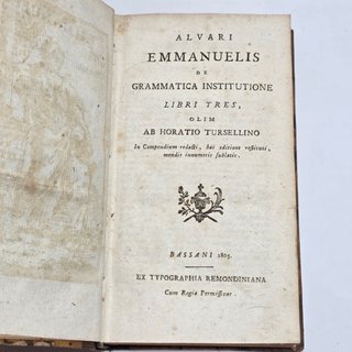 Libro Antico 1805 Alvari Emmanuelis De Grammatica