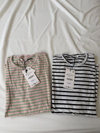 2 Camisetas Zara Rayas Talla XS