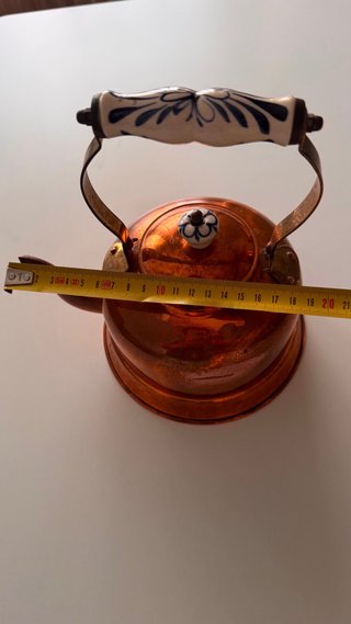Tetera antigua cobre y cerámica