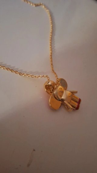 Bellissima collana oro con ciondolo fiore rosa