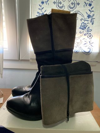 Botas de piel mujer negras y grises