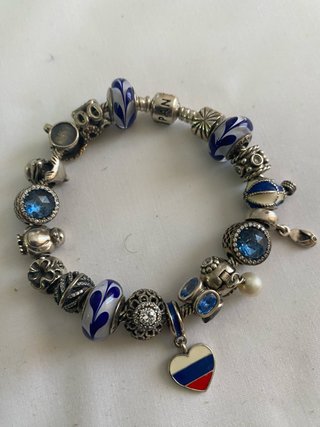 Pulsera Pandora Plata con Charms Azules