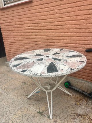 Tavolo da Terrazza in Pietra e Metallo
