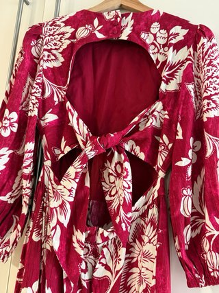 Vestido estampado floral rojo y blanco