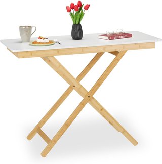 Tavolo pieghevole regolabile in bambù MDF 70x105 Relaxdays