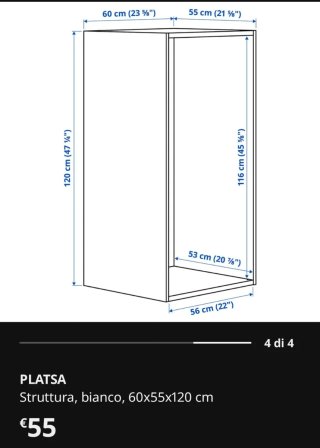 Armadio guardaroba ikea Platsa + 3 cerniere