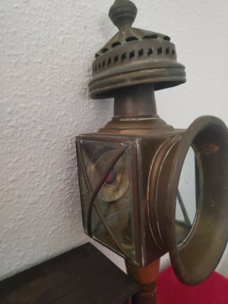 Pareja Faroles Antiguos Carruaje Bronce (44cm)