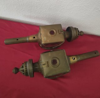 Pareja Faroles Antiguos Carruaje Bronce (44cm)