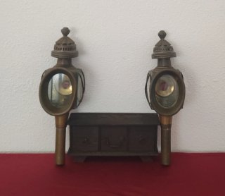 Pareja Faroles Antiguos Carruaje Bronce (44cm)