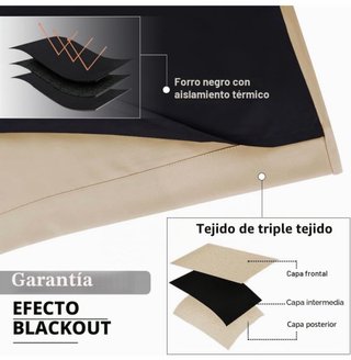 Cortinas Opacas Térmicas 140x245cm Beige claro