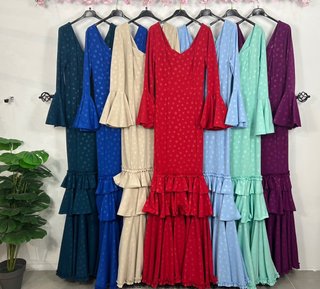 Vestido Flamenca Gitana Lunares Escote Corazon
