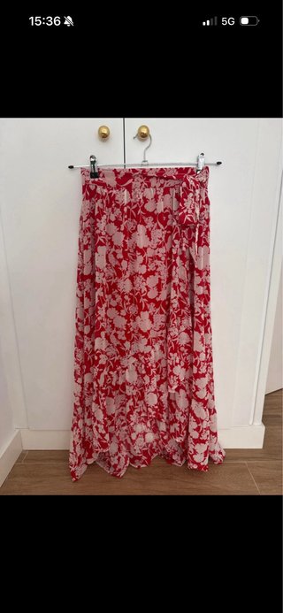 Falda larga Grace & Mila floral roja T.S