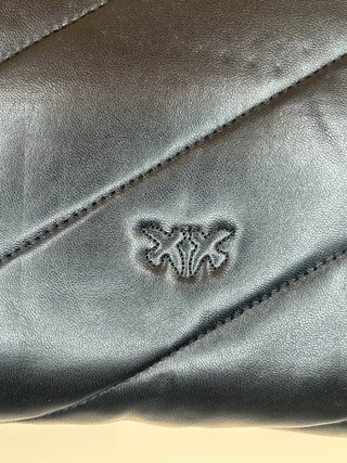 Borsa Pinko Nera con Logo Uccelli Oro