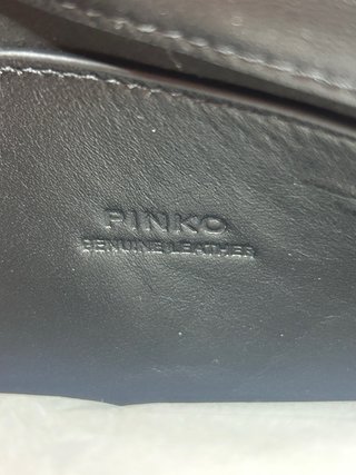 Borsa Pinko Nera con Logo Uccelli Oro