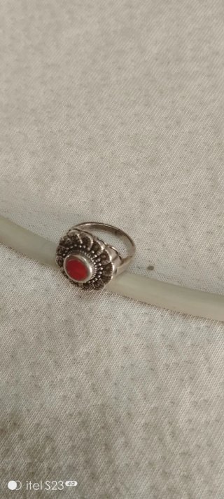 Anillo Plata con Piedra Coral