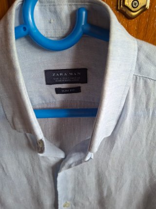 Camisa lino azul