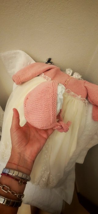 Vestido de ceremonia blanco y rosa