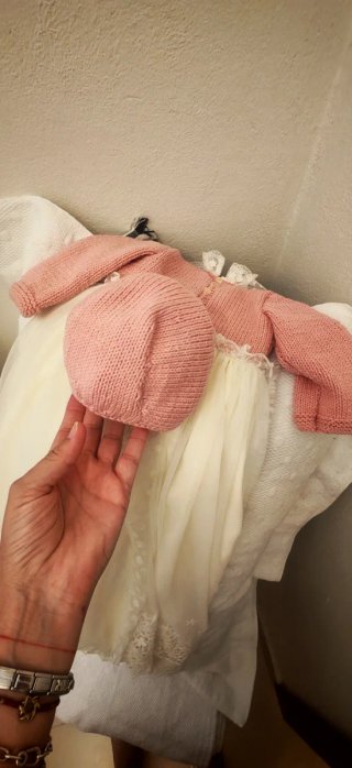 Vestido de ceremonia blanco y rosa