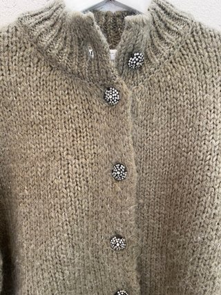 Chaqueta Zara Lana y Mohair Verde con botones joya