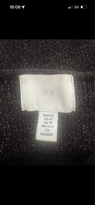 Top H&M Negro Brillo Tirantes Finos Talla