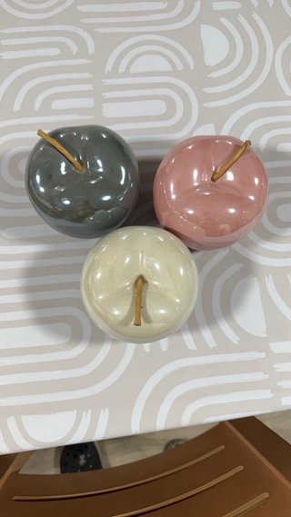 3 Manzanas decorativas cerámica brillo