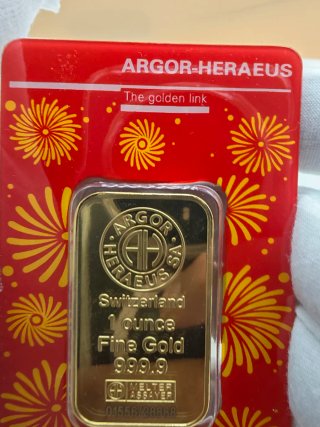 Barra Oro Argor-Heraeus 1 oz Fine  Nuovo sigillato