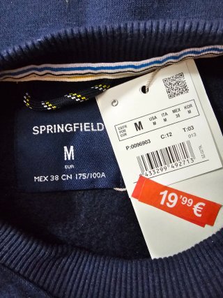 Sudadera Azul Marino Springfield Talla M - Nueva
