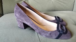Max Mara Décolleté Camoscio Grigio con Fibbia