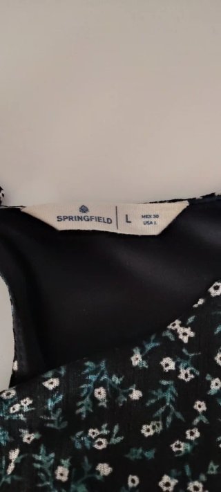 Vestido Springfield flores negro talla L