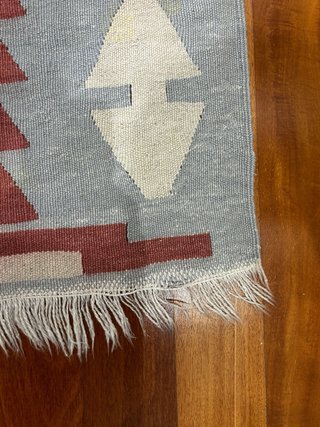 Tappeto Kilim Beige, Grigio, Verde, Rosso