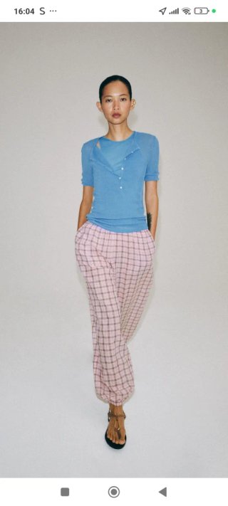 Pantalón Zara bombacho cuadros rosa