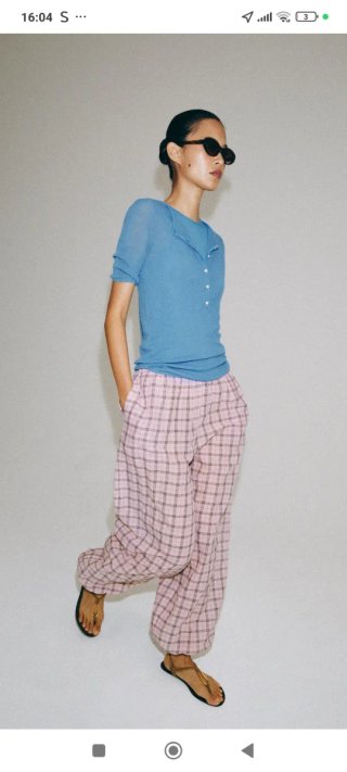 Pantalón Zara bombacho cuadros rosa