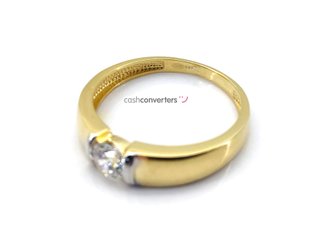 sortija oro 18k con piedra con circonita