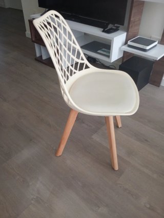 Comedor cristal 4 sillas beige