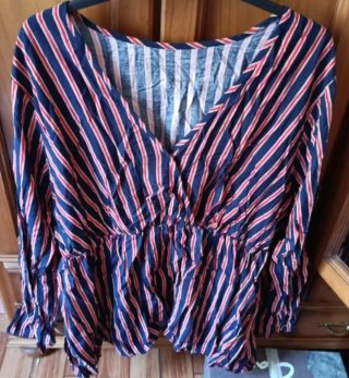 Blusa Rayas Azul y Rojo