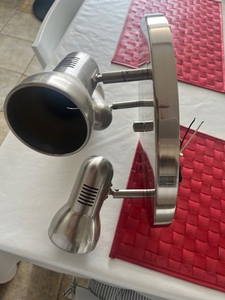 Lámpara 3 focos inox redonda comedor/sala