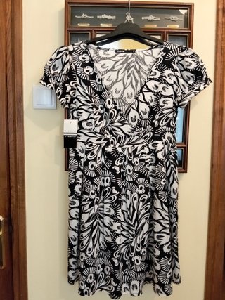 Vestido Vidrio estampado blanco y negro