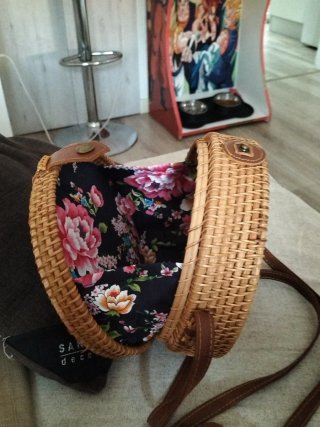 Bolso redondo tejido estilo bohemio