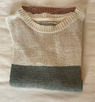 Jersey Only rayas beige, verde y rosa. M