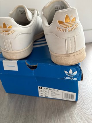 Zapatillas Adidas Stan Smith Velcro Blancas Dorada