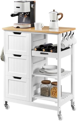 Carrello Cucina 67x37x84,5 cm con Ruote 3 Cassetti 3