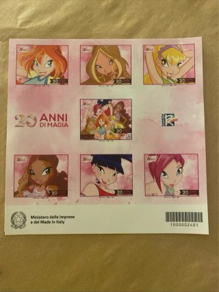 Winx Club 20 Anni Di Magia Foglio Francobollo