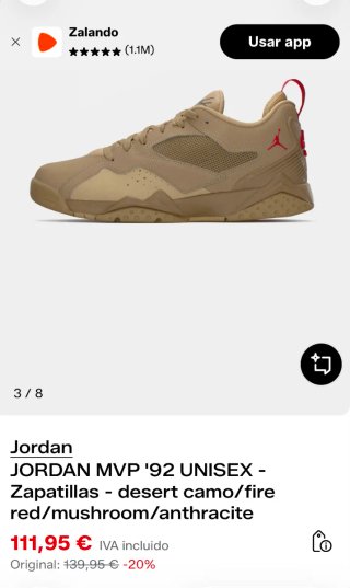 Nike Jordan MVP 92 Talla 43 Beige/Rojo